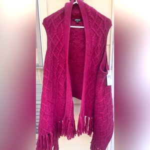NWT DKNY Fushia Knit Wrap Cardigan Vest Sz M/L
